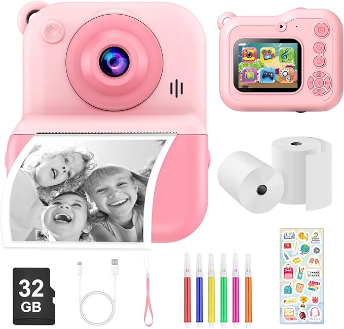 Read more about the article Glyntora Kids Instant Camera Printer,1440P HD Instant Camera for Kids 2.4” Screen Digital Camera with 32GB Card & 2 Rolls Print Paper Birthday Gifts Toys for Boys Girls Aged 3-12 Pink
