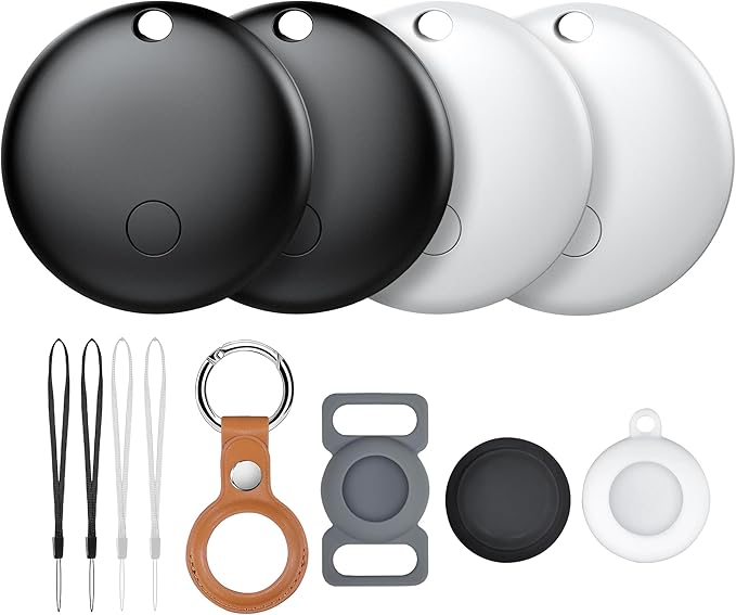 Read more about the article Air Tags-4 Pack, Pet Trackers, Item Locator Tags Works with Apple Find My | iOS Only | 4 Different Cases | Replaceable Battery | Water-Resistant | Item Finder for Key, Luggage, Backpack, Pet, Bike