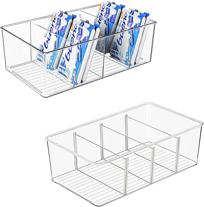 Read more about the article AIYULONG Set of 2 Fridge Organisers, Kitchen Organiser with 4 Compartments, Drawer Organiser