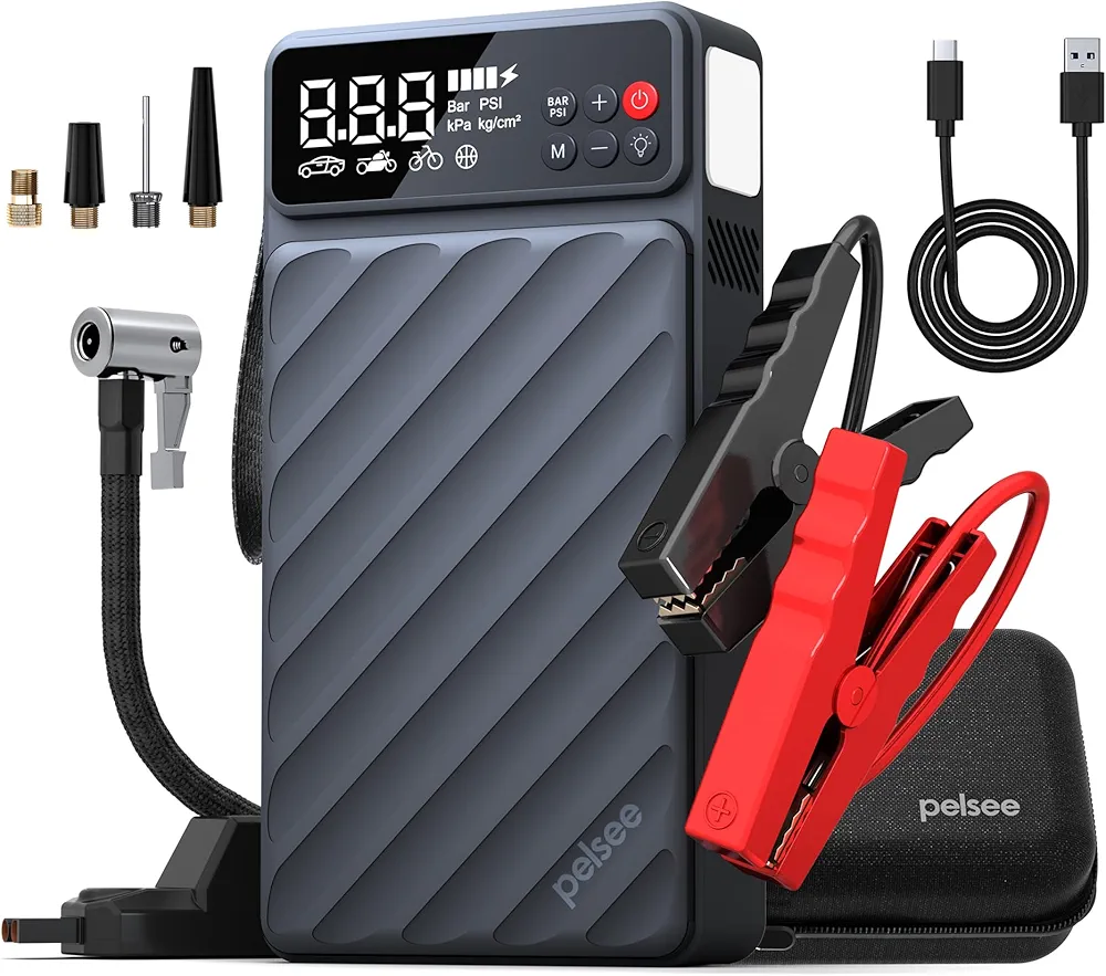 Read more about the article Pelsee 3500A Jump Starter with Air Compressor, 20000mAh&160PSI Portable Car Battery Jump Starter, 12V Battery Pack