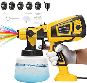 Read more about the article TOPALL Yellow Paint Sprayer Tools,850W 32000PRM 1400ML HVLP Upgraded Spray Gun Paint with 5 Nozzles and 3 Patterns, Paint Sprayer
