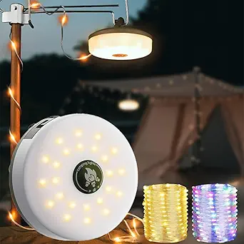 Read more about the article Camping String Lights – 32.81FT Rechargeable LED Camping Fairy Lights with 8 Lighting Modes – Portable