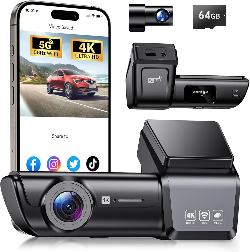 Read more about the article F8 Car Camera Dash Cam Front and Rear, 4K+1080P 170° Wide Angle Dual Dash Camera for Cars with 64GB Card