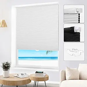 Read more about the article Custom Size No Tools No Drill Blackout Cellular Shades Honeycomb Cordless Cellular Blinds Thermal Insulated Noise Reduction Light Blocking Window Blinds for Bedroom Windows Indoor