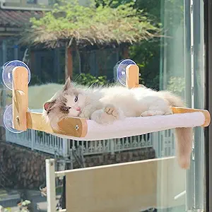 Read more about the article Cat Window Perch with Wooden Frame – Aloxina Foldable Cat Hammock B