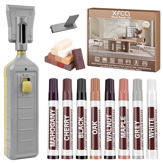 Read more about the article Laminate Repair Kit, 11 Colours Wood Vinyl Furniture Parquet Repair Kit Hard Wax Repair Kit Touch Up Marker Cover for Scratches, Stains, Cracks, Holes for Wood Putty Vinyl Flooring