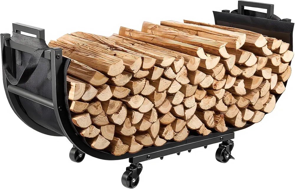 Read more about the article No-Mess Firewood Cart with Wheels & Removable Canvas Carrier