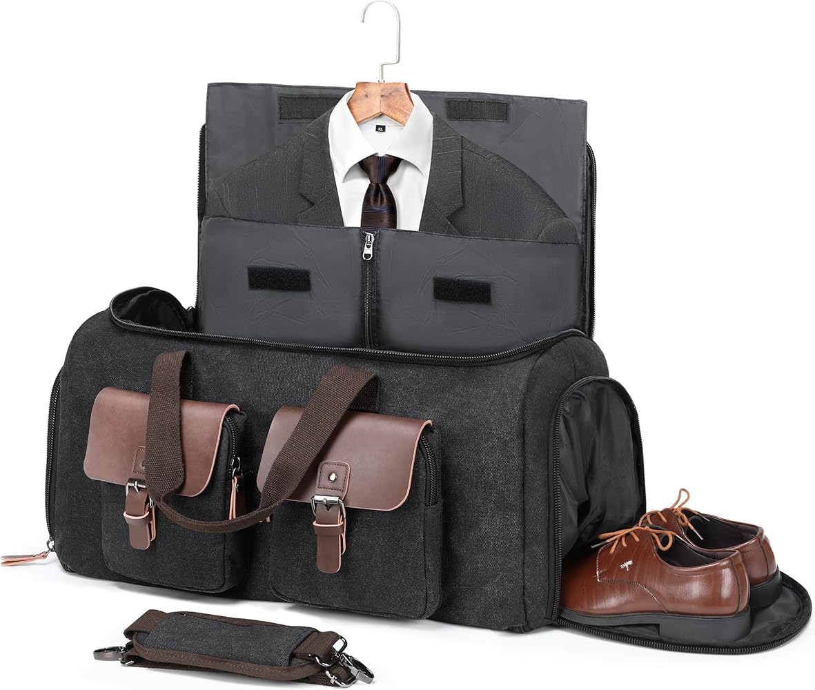 Read more about the article Canvas Garment Bags for Travel, Convertible Carry On Garment Duffel Bag for Men Women, 2 in 1 Suit Bag Hanging Suitcase Business
