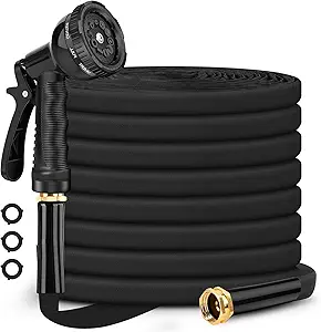 Read more about the article Garden Hose Non-Expanding 100ft, Flexible Garden Hose with 10 Function Hose Nozzle,