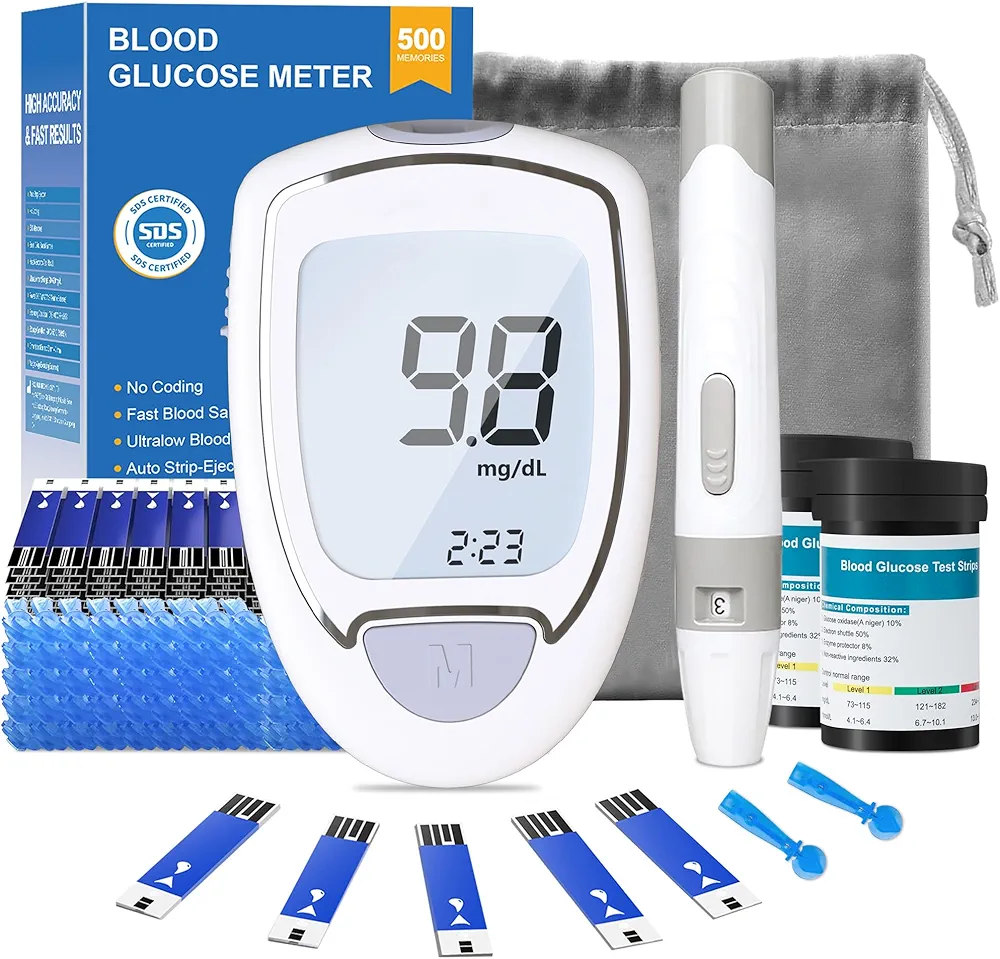 Read more about the article Blood Sugar Testing Kit, High Accuracy Glucose Monitor Kit with 100 Test Strips & 100 Lancets
