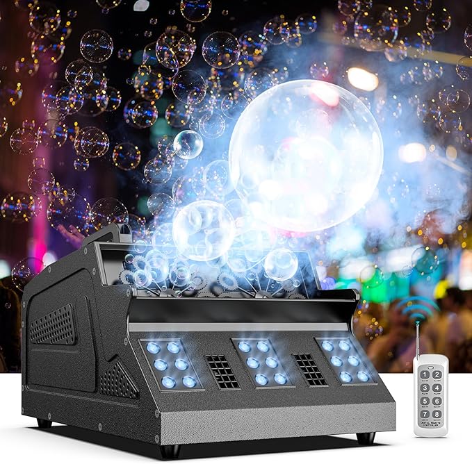 Read more about the article ZonQoonz Fog Machine with Bubbles, Bubble Machine 1500 W with 18 RGB 3 in 1 Effects, Remote Control with DMX Control, Suitable for Party, DJ, Halloween, Christmas, Wedding