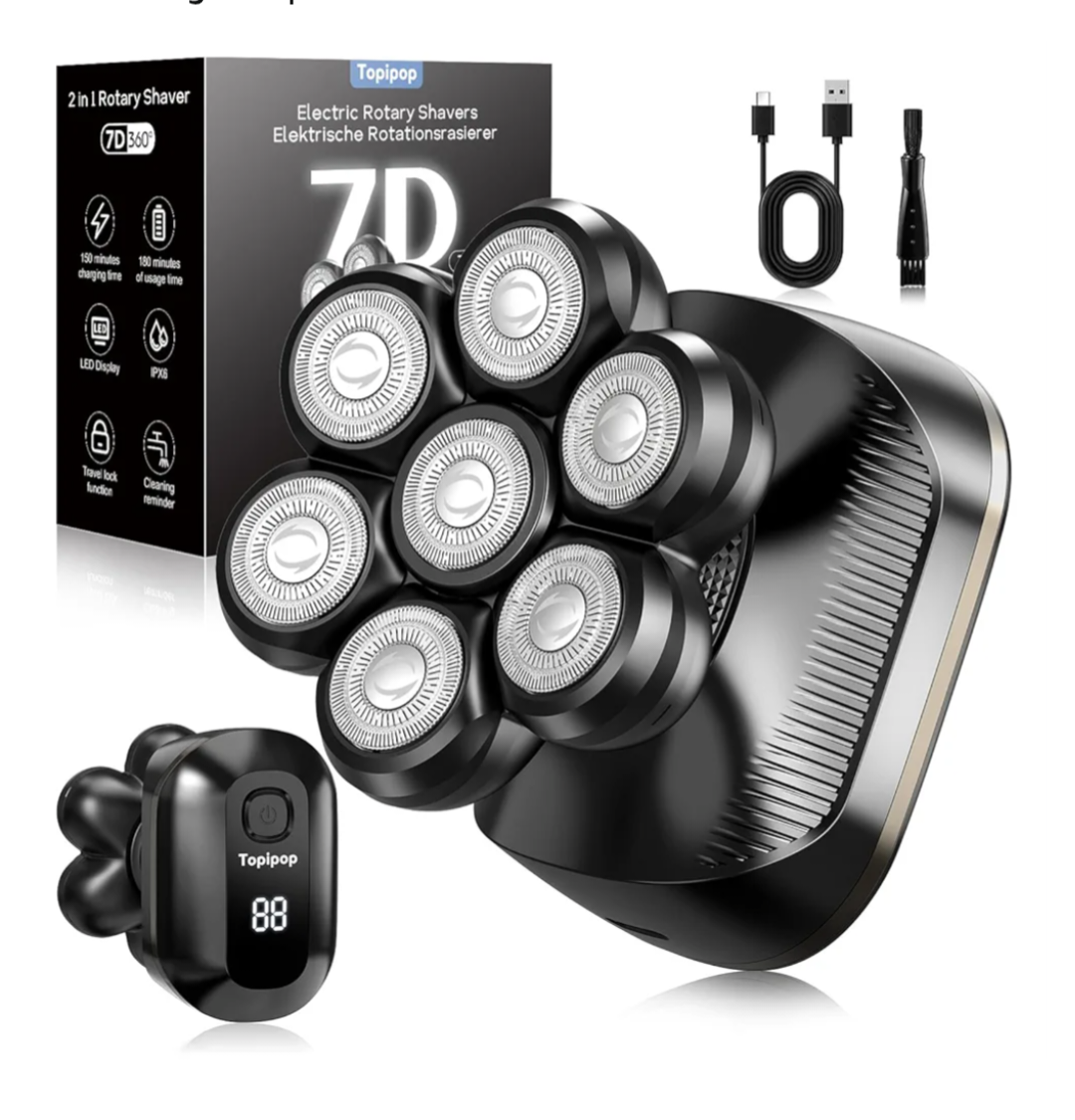 Read more about the article Topipop Bald Razor Men’s 7D Detachable Bald Razor Waterproof Wet and Dry Head Shaver Bald Skull Shaver Rechargeable Type-C LED Display