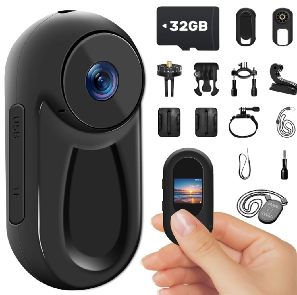 Read more about the article UYIKOO Action Cam, 32 GB Mini Sports Camera with Screen 120°, Helmet Camera, Motorcycle Body Camera, HD 1080P, Portable Small Action Camera, Sports Camera Thumb Action Camera with Night Vision for