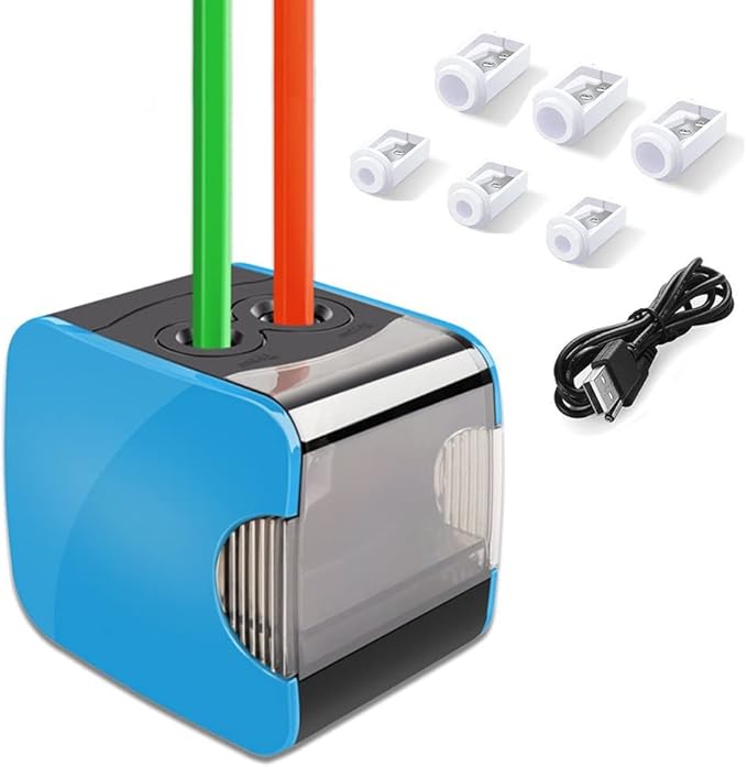 Read more about the article Oladwolf Electric Sharpener, Automatic Pencil Sharpener with Two Holes, Two Mode Pencil Sharpener Battery and USB with 6 Blades, Anti-Slip, Auto Stop for Safety, Blue (Blue-2)