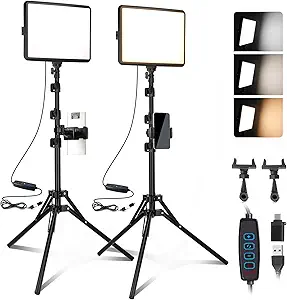 Read more about the article 2-Pack LED Video Light Kit, NiceVeedi Studio Light, 2800-6500K Dimmable Photography Lighting Kit with Tripod