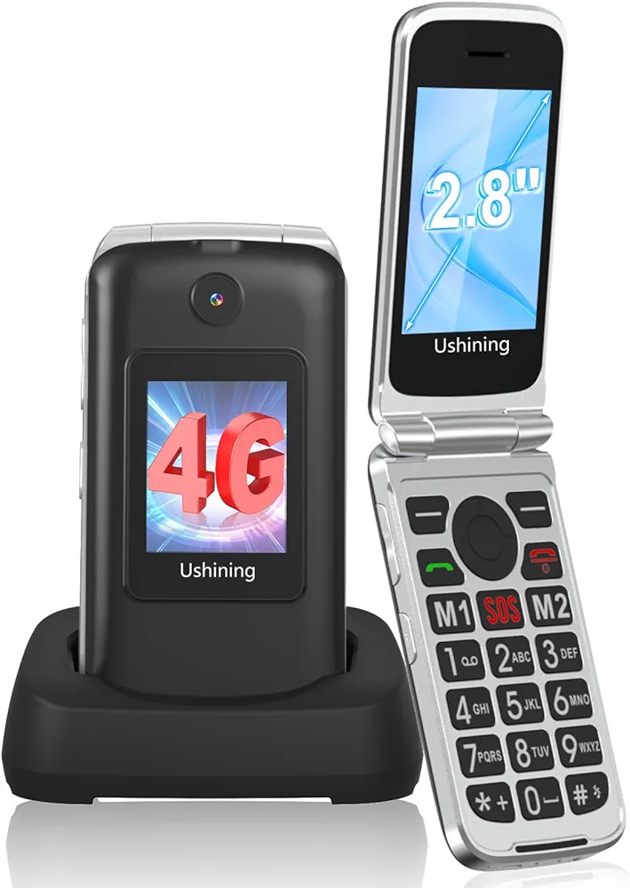 Read more about the article USHINING T3105 4G Unlocked Flip Mobile Phone for Senior with Big Button | 2.8″+1.77″ Dual Screen | SOS Button | Speed Dial丨Charging Dock丨1200mAh Battery | Use Nano SIM | UK and Irish Version