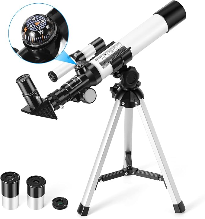 Read more about the article Telescope for Kids, Uverbon F40040 Astronomical Telescope with Finder Scope, Compass and Tripod Refractor Telescope for Kids and Beginners