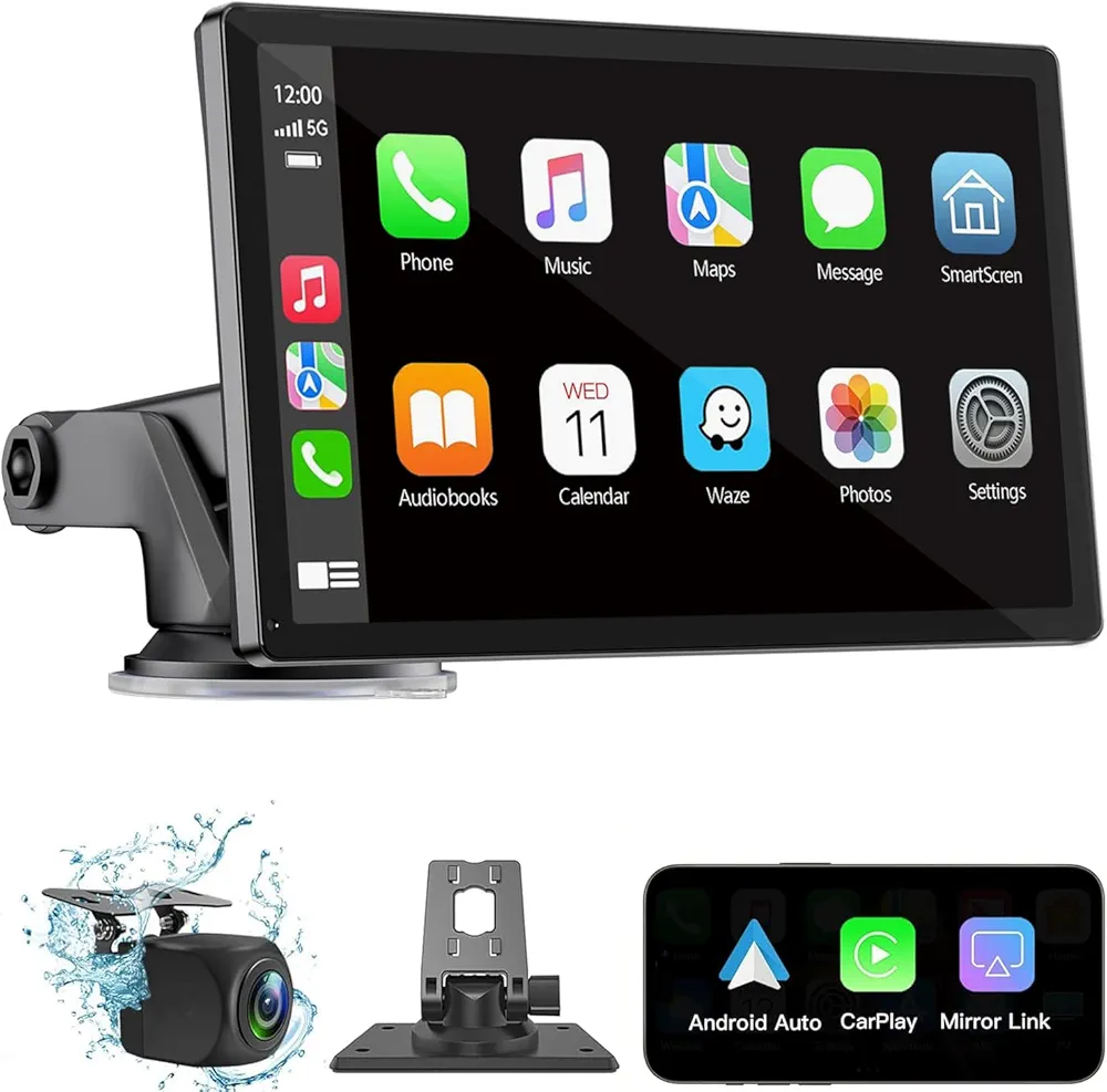 Read more about the article Wireless Carplay Screen for Car 7″ HD Portable Car Stereo Touchscreen with Apple CarPlay and Android Auto with Mirror Link/Backup Camera