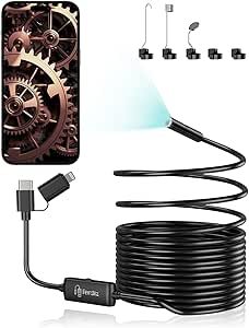 Read more about the article 1920P HD Borescope Camera, 16.4ft Semi-Rigid Snake Endoscope with 8 Adjustable LED Lights, IP67 Waterproof Drain Pipe Borescope