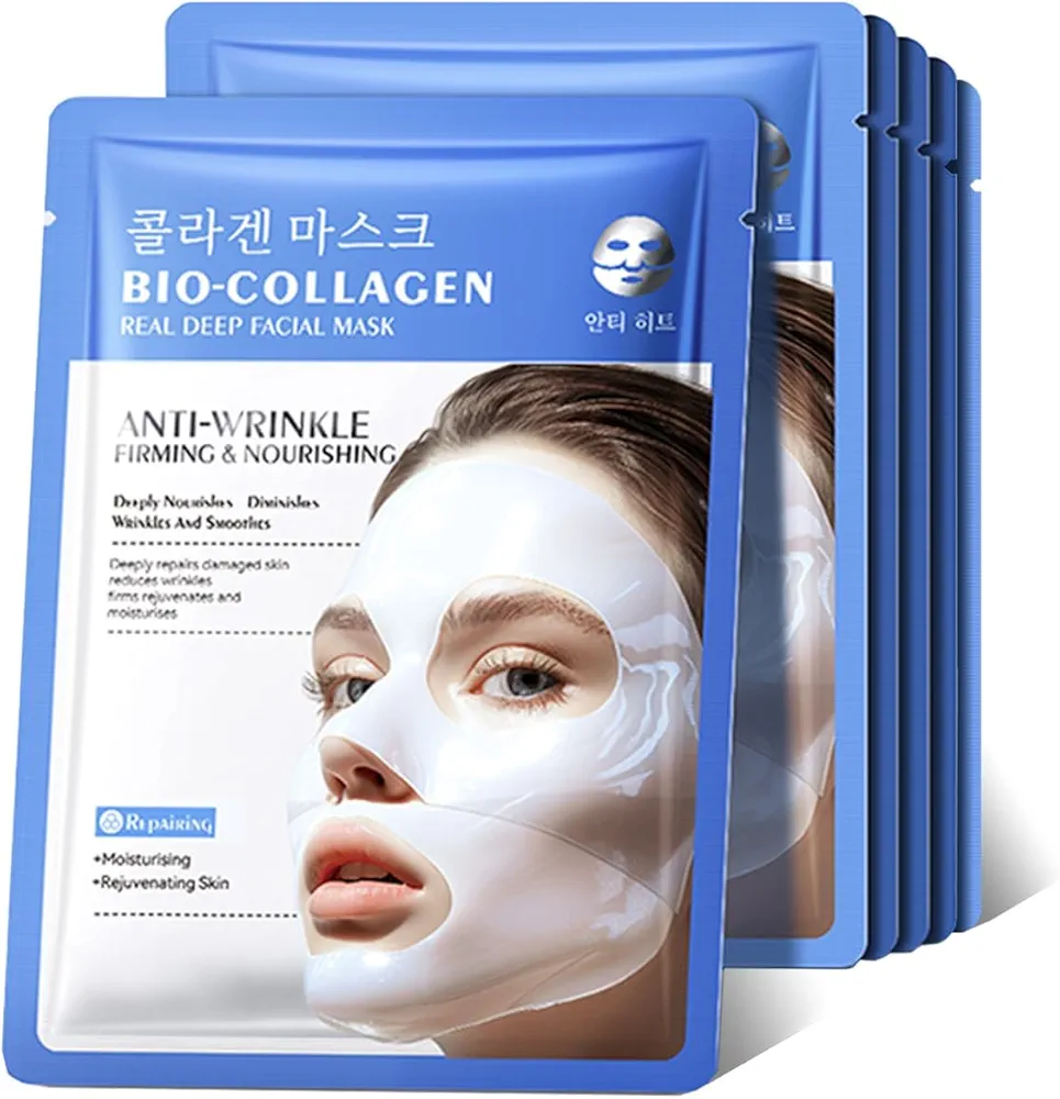 Read more about the article Pack of 6 Collagen Mask, Collagen Mask, Hydrating Overnight Mask Face, Deeply Effective Anti-Wrinkle Lifting Mask, Minimises Pores, Reduces Fine Lines and