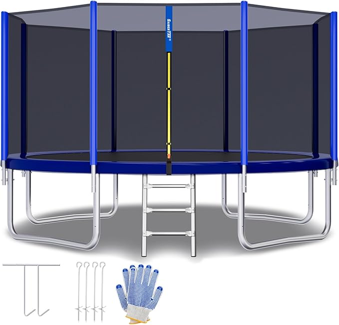Read more about the article SAIBERTAN Trampolin Outdoor Ø244/305/366 cm, Rundes Gartentrampolin mit 4 Erdnägeln & Sicherheitsnetz – EXTRA STARK & WETTERFEST (INTERTEK GS-Zertifiziert) – Inklusive Leiter und Gepolsterten