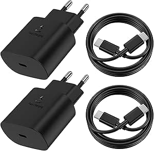 Read more about the article 2-Pack 25W USB C Charger with 2 Cables (2M), Quick Charge for Samsung Galaxy S25/S24/S23/S22/S21 Ultra/S21+/S20/Note20/S10/S9