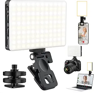 Read more about the article 120 LED Selfie Light for iPhone, Portable Phone Light with Clip & Camera Tripod Adapter – 5000mAh Rechargeable