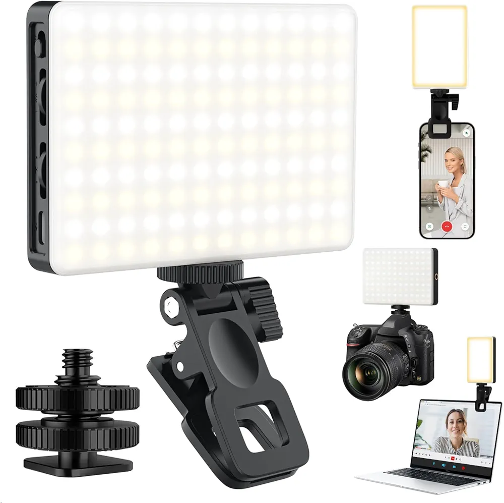 Read more about the article 120 LED Selfie Light for iPhone, Portable Phone Light with Clip & Camera Tripod Adapter – 5000mAh Rechargeable