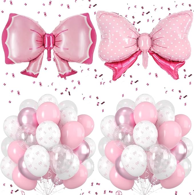 Read more about the article Pink Bow Balloons Set 52pcs,Large Bowknot Foil Balloon