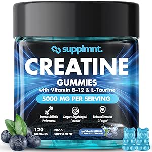 Read more about the article Supplmnt. Creatine Gummies 5000mg Lab-Tested 120ct Max Strength Muscle Growth/Recovery Supplements for Men & Women Creatine Monohydrate B12 & L-Taurine Vegan Gym Pre Workout Gummies, (Blueberry)