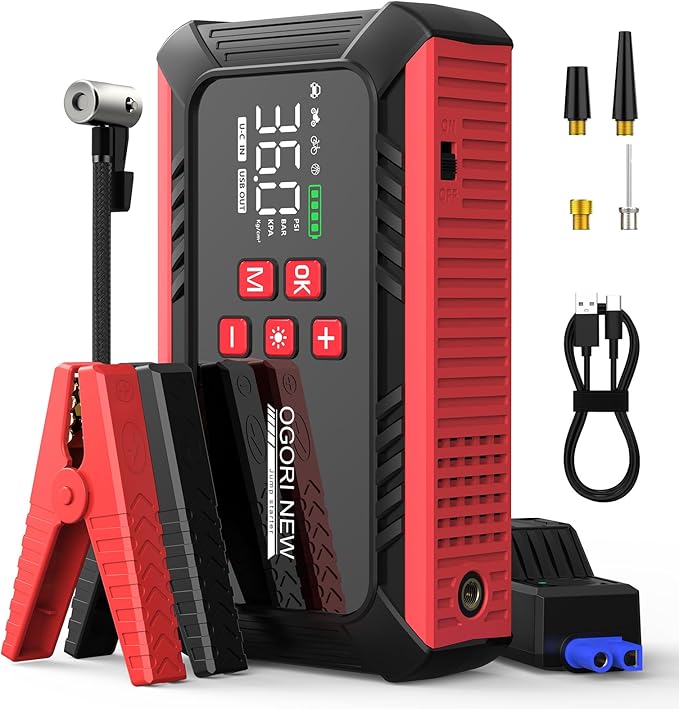 Read more about the article 7000A Jump Starter with Air Compressor, 21800mAh Car Battery Jump Starter (All Gas/16.0L Diesel) with 150PSI