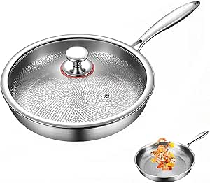 Read more about the article 10″/11″/12″ Titanium Hammered Pans Pro with Lid | Titanium Nutri Pan | Uncoated Titaniums Frying Pan | Scratch-Resistant | Non-Stick | Ultra-Durable | Titaniums Pans for All Stovetops (11″(28cm))