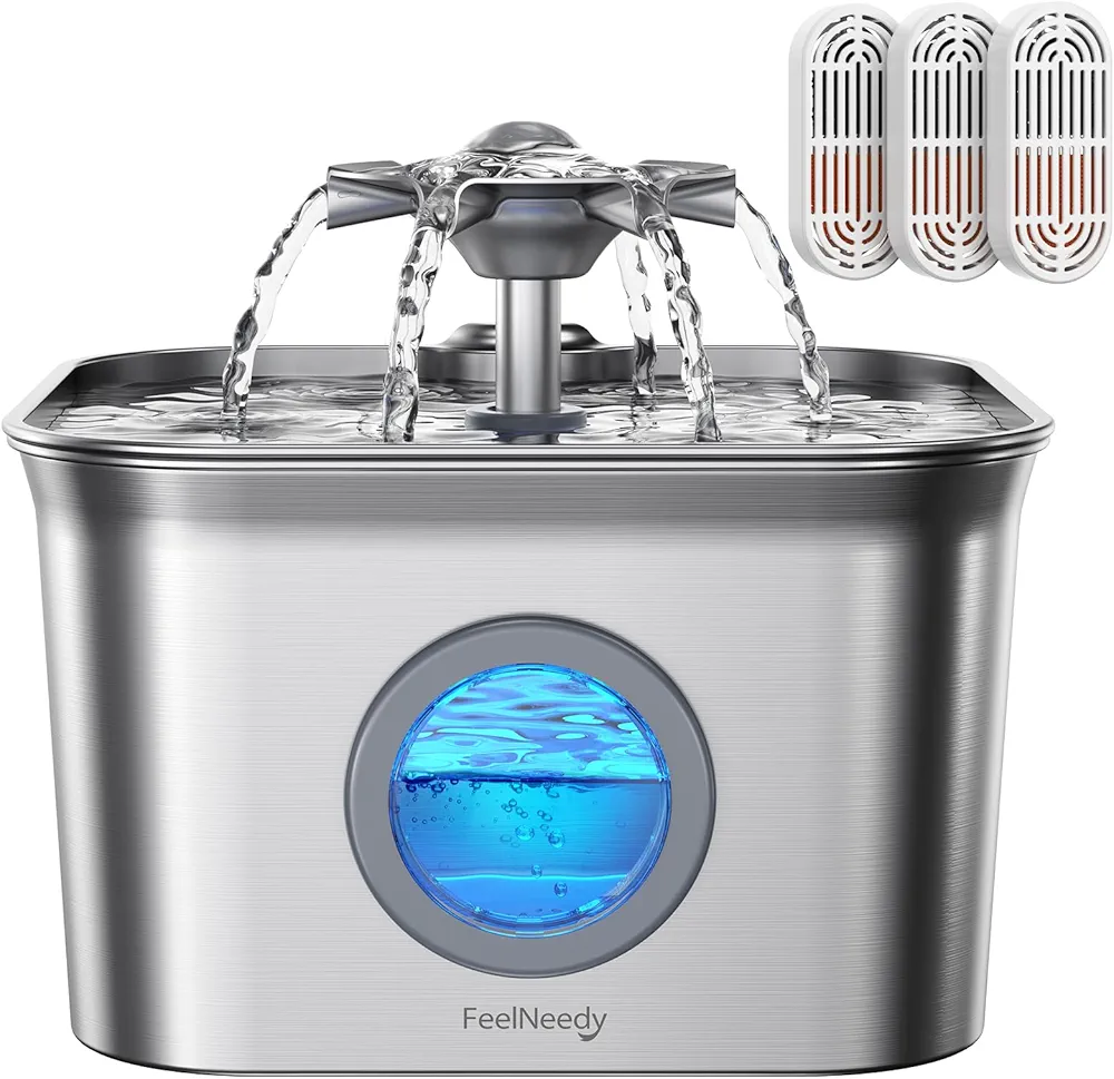 Read more about the article FEELNEEDY Cat Fountain 2.8 L, Stainless Steel Drinking Fountain for Cats with 3 Filters, Cat Drinking Fountain