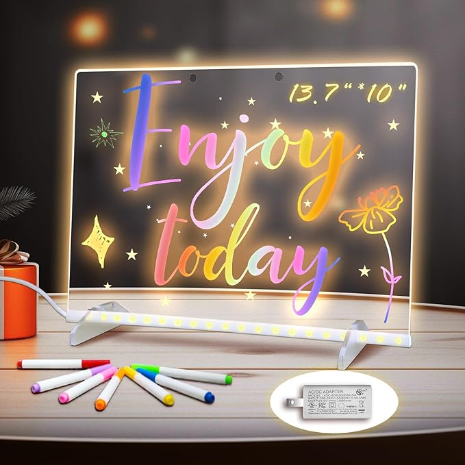 Read more about the article LED Note Board with Colors, 13.7″X10″ 4 Modes & 7 Colors Acrylic Dry Erase Board with Light, Include Adapter, Hanging Chain
