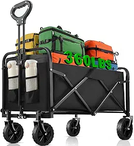 Read more about the article Collapsible Wagon Cart Foldable 360lbs Capacity, Lightweight Portable Beach Wagon, Shopping Carts with Wheels for Grocery, Camping