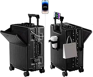 Read more about the article Zipperless Luggage, Polycarbonate Aluminum Hard Shell, Expandable Carry-On Suitcase with Spinne