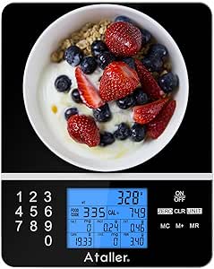 Read more about the article Ataller Food Scale with Nutritional Calculator, Kitchen Diet Scale, Digital Food Calorie Counting Scale for Meal Prep, Kitchen, Baking, Weight Loss, Resolution 1g, Max 5kg 11Ib, Tempered Glass, Black