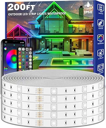 Read more about the article 200ft Outdoor LED Strip Lights Waterproof,Music Sync RGB IP68 Outside Led Light Strips Waterproof with App and Remote,