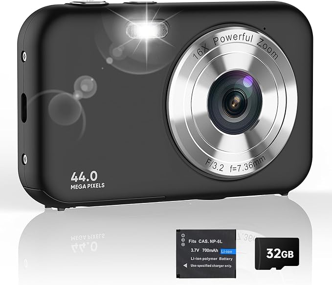 Read more about the article Digital Camera 1080P 44MP Photo Camera 16X Digital Zoom Camera Vlogging Camera Compact Camera with 2.4 Inch LCD Screen