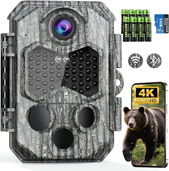Read more about the article Wildlife Camera with Mobile Phone Transfer App, 84MP 4K WiFi Wildlife Camera with 8 AA Batteries, 130° Wide Angle Wildlife Camera with Motion Sensor Night Vision, 32GB Memory Card, IP66 Waterproof