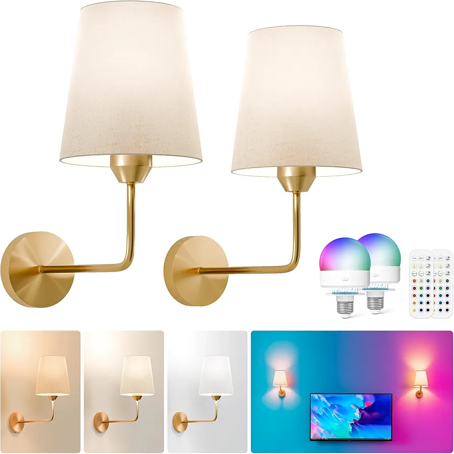 Read more about the article KINDEEP Wall Sconce Set of 2 Battery Operated, Rechargeable Wireless Dimmable Wall Light with RGB