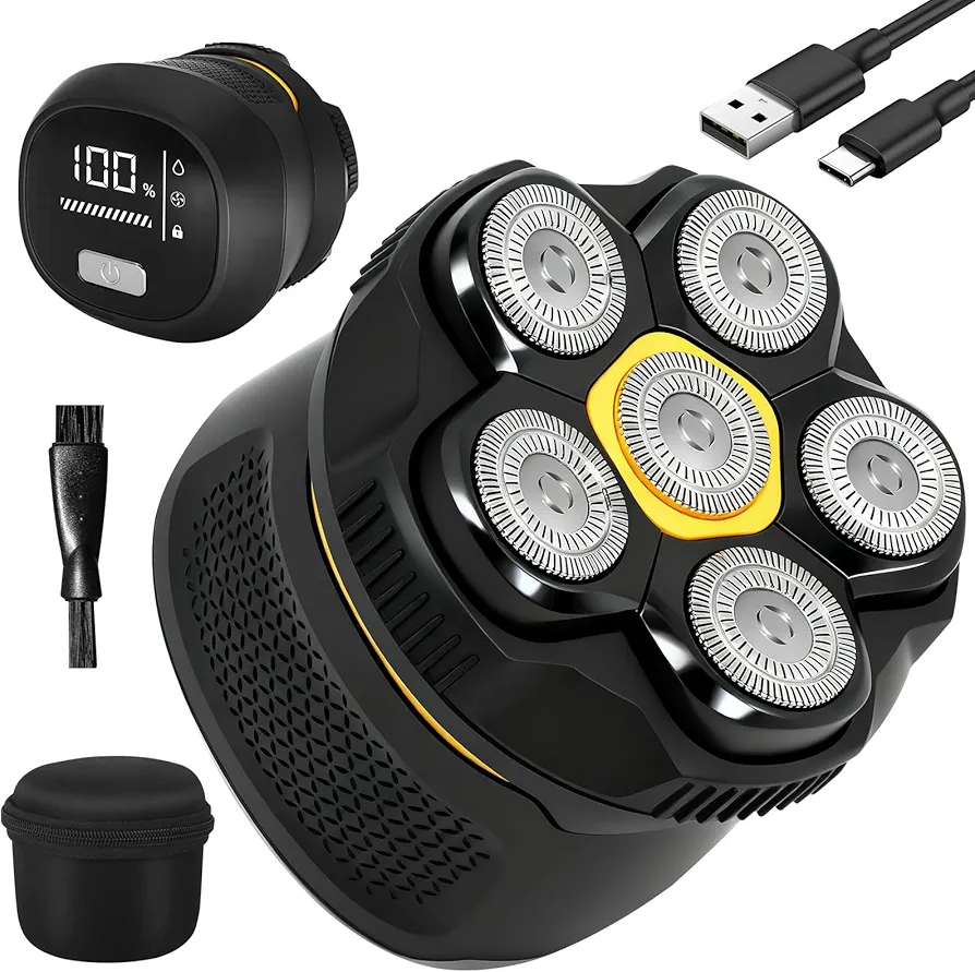 Read more about the article Head Shaver for Bald Men, Rechargeable Cordless Electric Shaver with Type-C Charge, Waterproof 6D Rotary Razor with Travel Lock, Wet/Dry Use,with LED Display