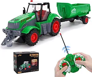 Read more about the article HuiJuKeJi Remote Control Tractor,1/24 Scale with Dump Trailer, Rechargeable RC Farm Vehicle To