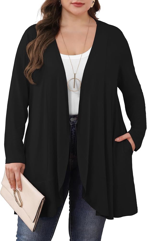 Read more about the article Womens Plus Size Casual Lightweight Long Sleeve Flowy Open Front Cardigan Cover