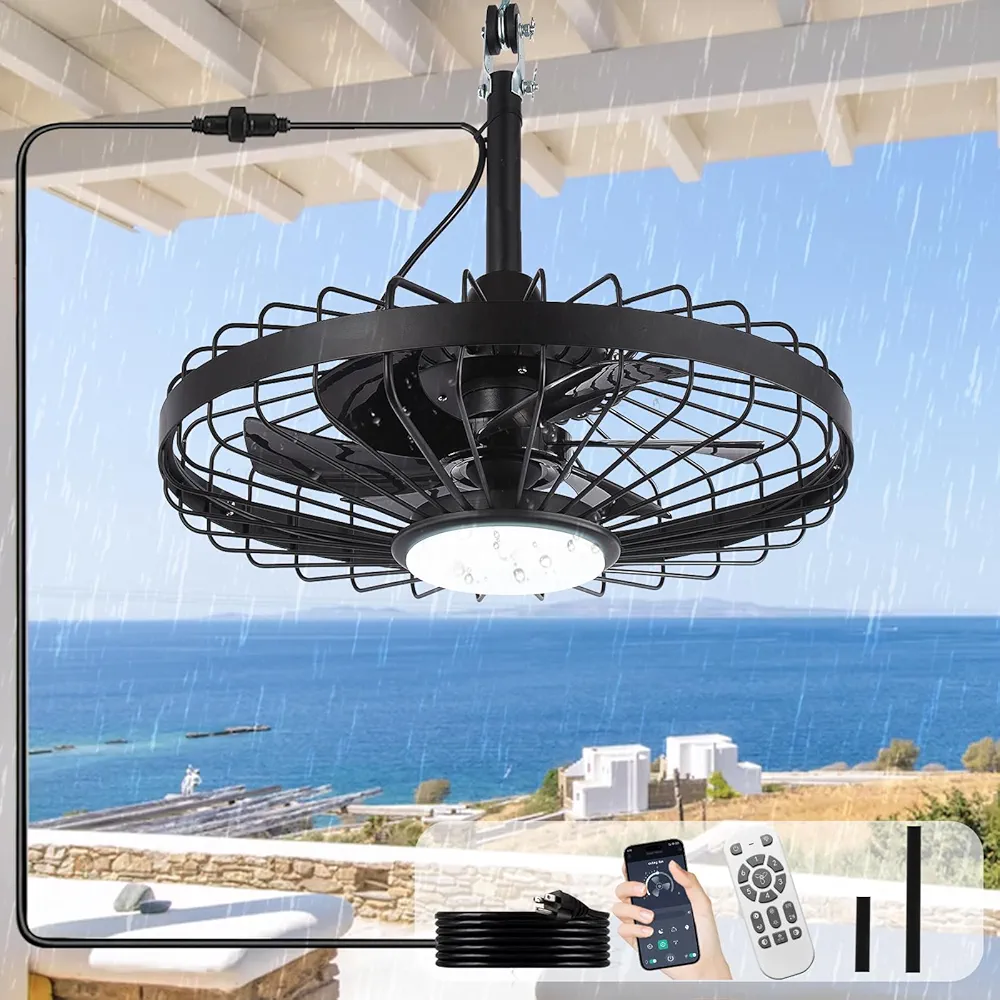Read more about the article Depuley Outdoor Ceiling Fan with Light: 20 Inch Waterproof Gazebo Fans with Lights Outdoor Hanging – Plug in Remote