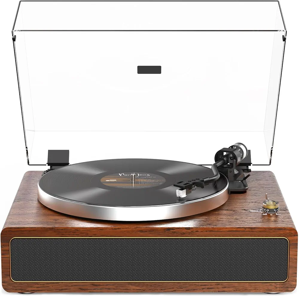 Read more about the article Turntable Record Player with Built-in Speakers, Vinyl Record Player Support Bluetooth Playback Auto Stop 33&45 RPM Speed RCA Line Out AUX