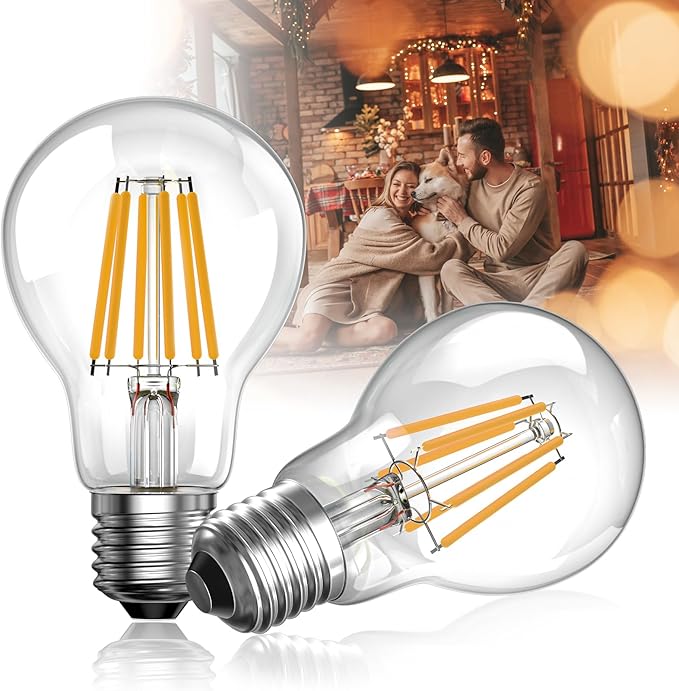 Read more about the article Bonlux LED Light Bulb E27 6 W 100 Watt Equal 1300 lm 2700 K A60 LED Filament Bulbs E27 Energy Saving Lamp Vintage Edison LED Bulbs AC 220-240 V, Not Dimmable for Home Lighting Pack of 2