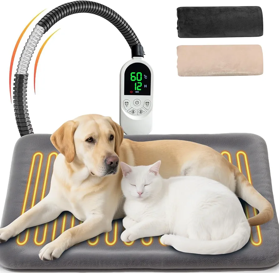 Read more about the article NWIWI Pet Heating Pad 70x45cm,Anti-Bite Waterproof Cat Heating Pad,Dog Heated Pad with 13 Level Timer&Auto-off,30℃～60℃ Adjustable Temperature,Pet Indoor Heating Blanket