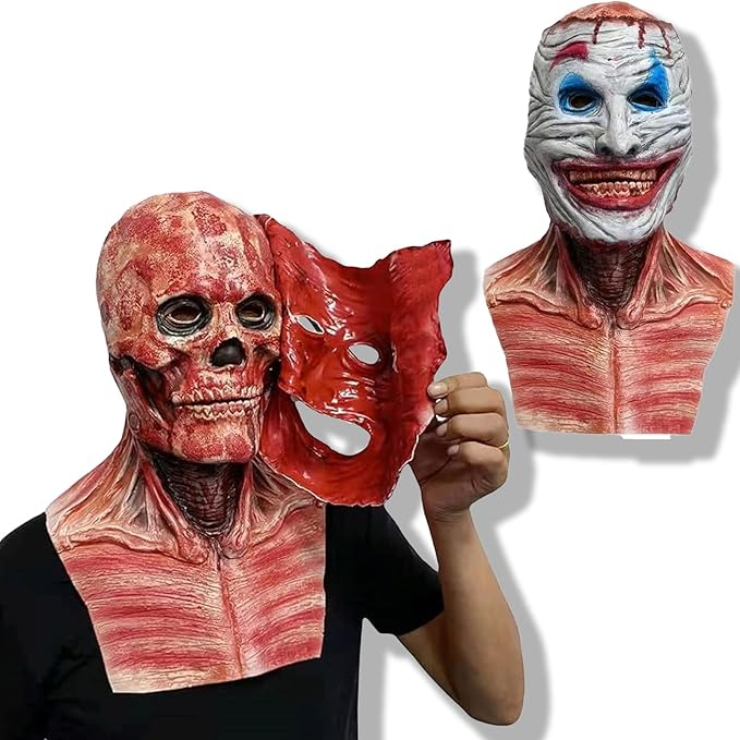 Read more about the article MxsFrundel Halloween Skull Mask 2025, Movable Jaw, 2 Pieces Scary Skeleton Mask Set with Top Hat (up to 62 cm Head