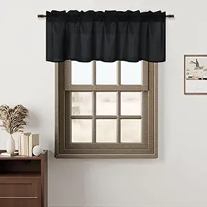 Read more about the article Hiasan Black Valance Curtains Light Filtering Rod Pocket Window Valance Curtains for Kitchen, Faux Linen Farmhouse Rustic Valance for Living Room Bedroom, 52 x 18